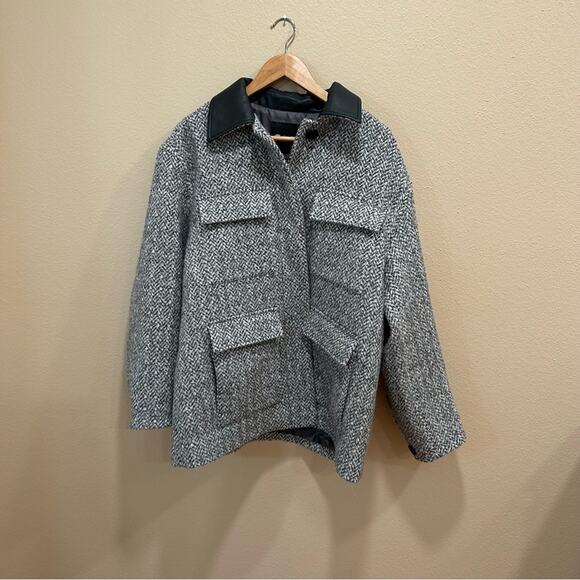 NWT Madewell Gray Herringbone Alpaca Wool Italian Fabric Coat Jacket Medium - Picture 16 of 16